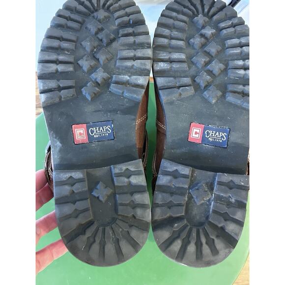 Chaps Men's Ankle Boots Buckle Strap & zipper 10M Genuine Leather Dark Brown VTG - Picture 10 of 12